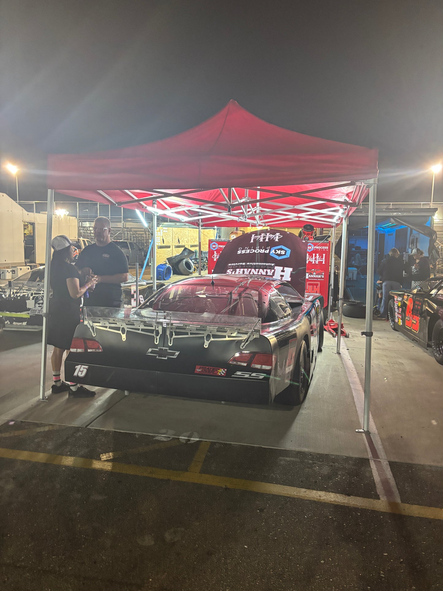 Bright Red Canopy with Canopy Pit Lights Under