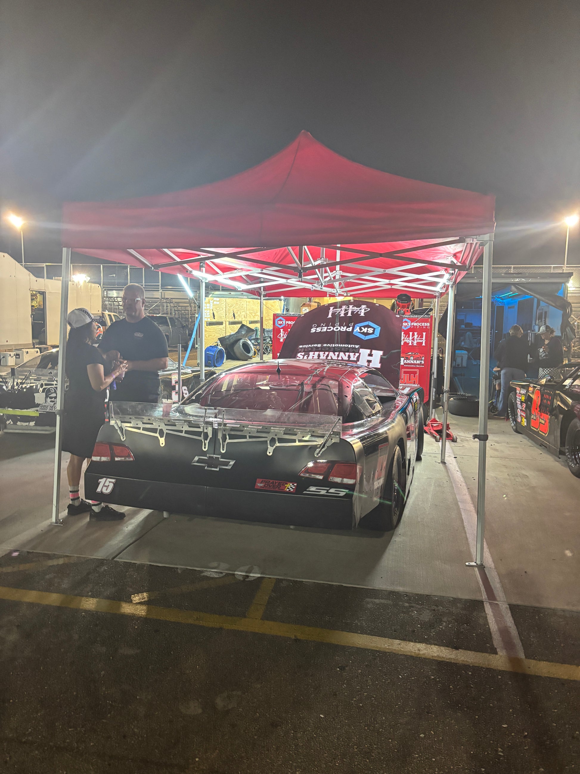 Bright Red Canopy with Canopy Pit Lights Under